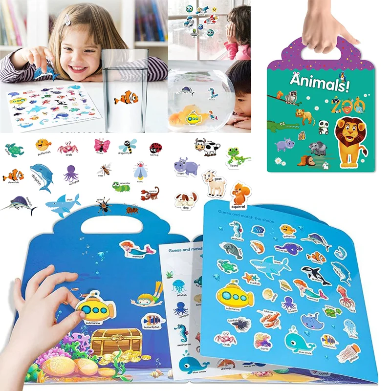 

Children Educational DIY Toy Reusable Sticker Book Multiple Scene Cognition Learning Sticker Pack Puzzle Kit for Kids Toys Gifts