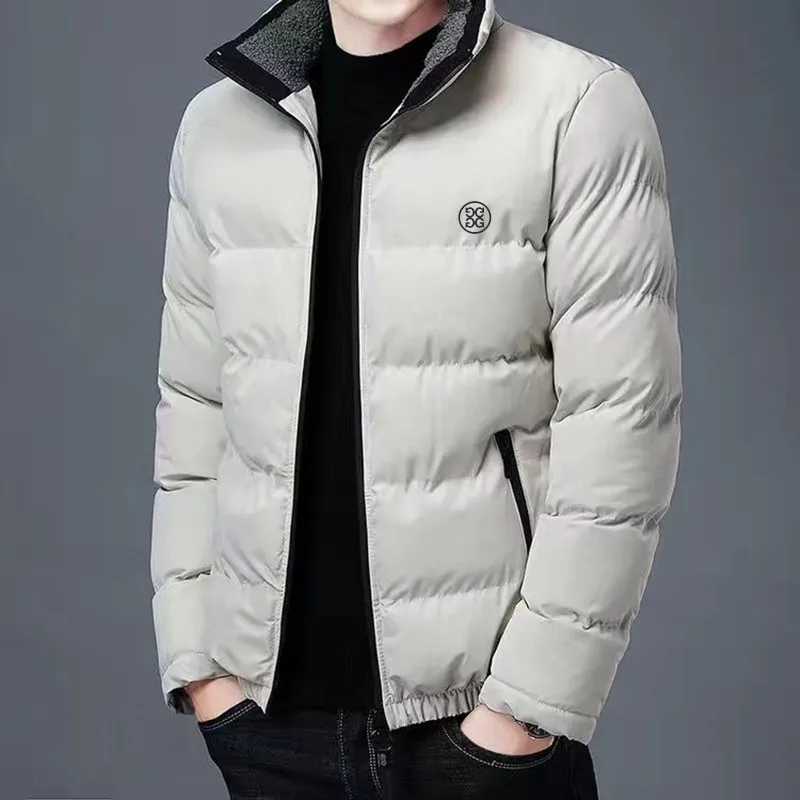 Down Cotton Men Golf Jacket Golf Clothing Stand Collar Thick Warm Coats Fashion Casual Sports Padded Clothes Men Golf Wear