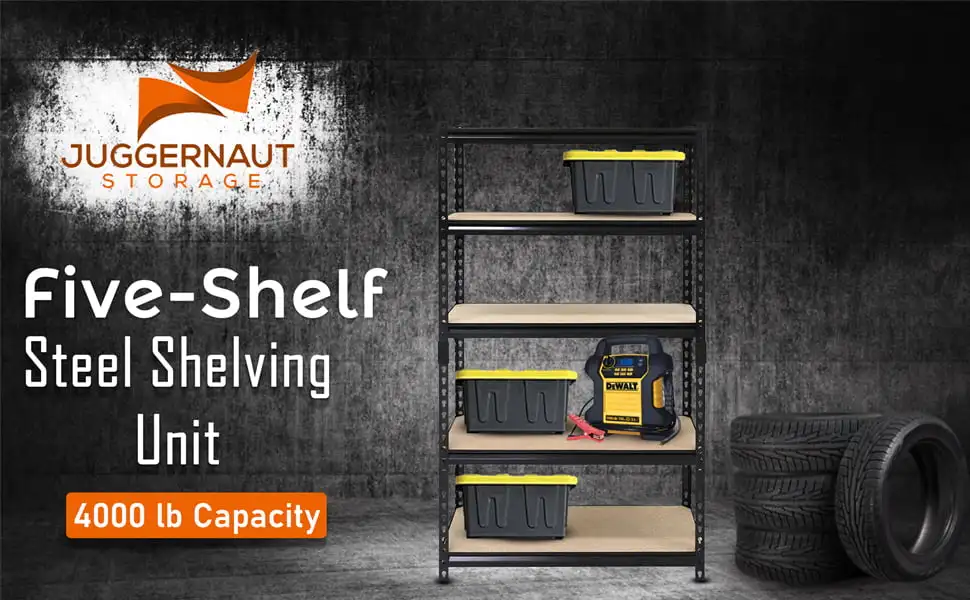 

x 24"D x 72"H 5-Shelf Steel Shelving, 4000 lb Capacity Black