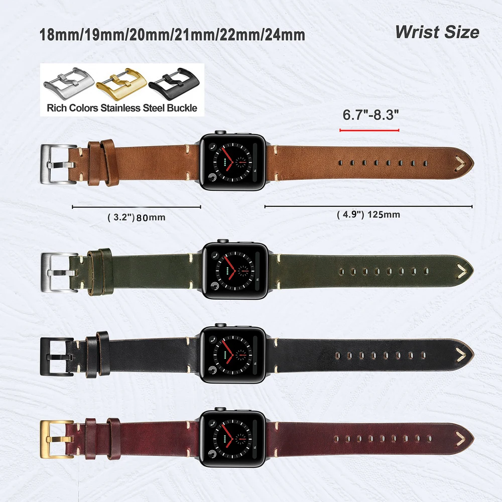 Hemsut Horse Hip Leather Watch Bands For Men Women Horween Chromexcel Leather Quick Release Handmade Watch Strap Soft Vintag