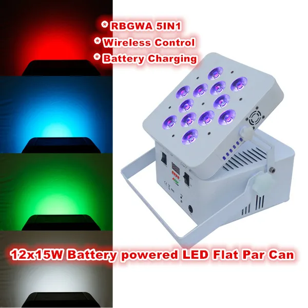 

Best Quality par light led rgbwa battery 12*15W 5in1 rechargeable led par can lights dmx event wedding dj club concert