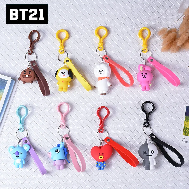 

Kpop Bt21 South Korea Super Star Doll Keychain Kawaii Cartoon Animals Sheep Rabbit Dog Anime Figure Portable Wallet Keychain Toy