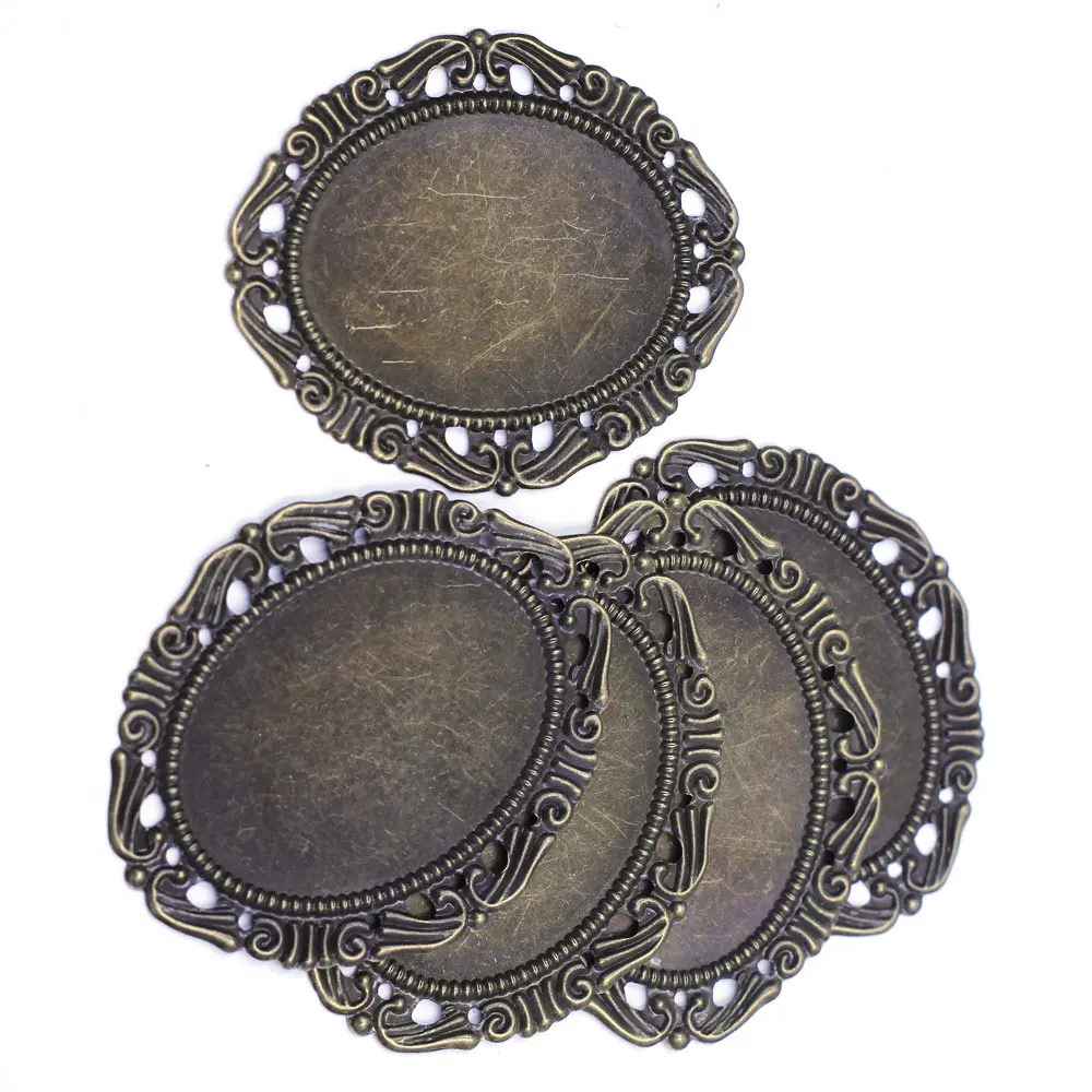 5 шт. овальные камеи-кабошоны разъемы 53x44 мм подходят 40x30 полые кружева поделки