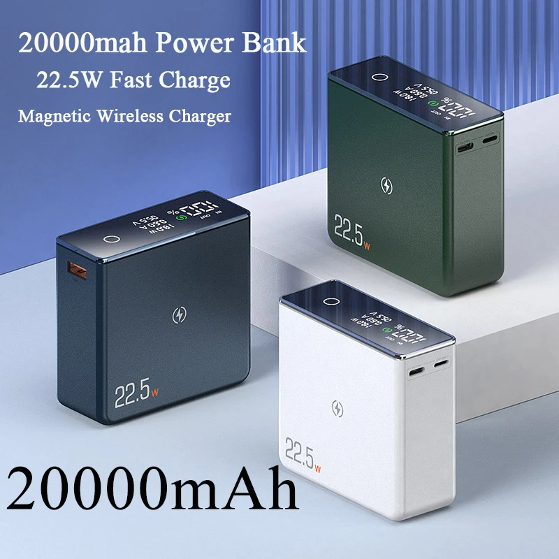 

20000mAh 22.5W Fast Charger Power Bank Digital Display Powerbank Magnetic Wireless Charger Poverbank For iPhone 12 13 14 Pro Max