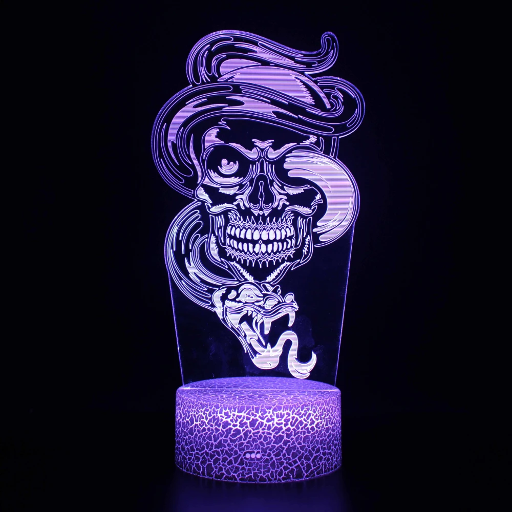 Nighdn Halloween 7 Farben Nacht Lampe Schlafzimmer Horror Atmosphäre Lichter Führte Nachttisch Dekorative Nachtlicht 3D Schreibtisch Tisch Lampen Gesc