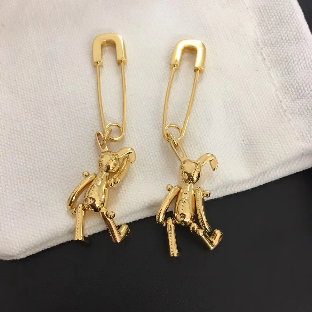 

A small number of folding rabbit earrings stud male and female Instagram limbs movable pin rabbit ear accessories