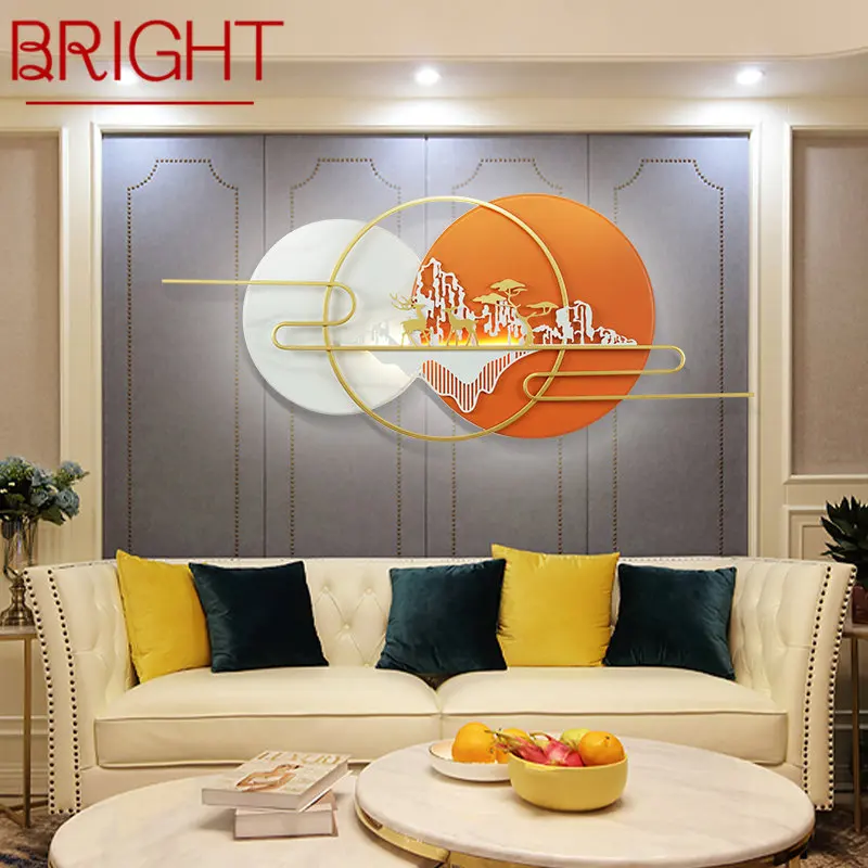 

BRIGHT Modern Wall Picture Lamp LED Creative Luxury Orange Landscape Decor Sconce Light for Home Living Room