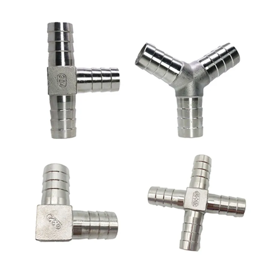 

304 Stainless Steel L Y T-Type Cross Hose Barb Joint 3 4-WAY 6-40mm For Water Oil And Gas Hose Pipe Barb Connection Fittings