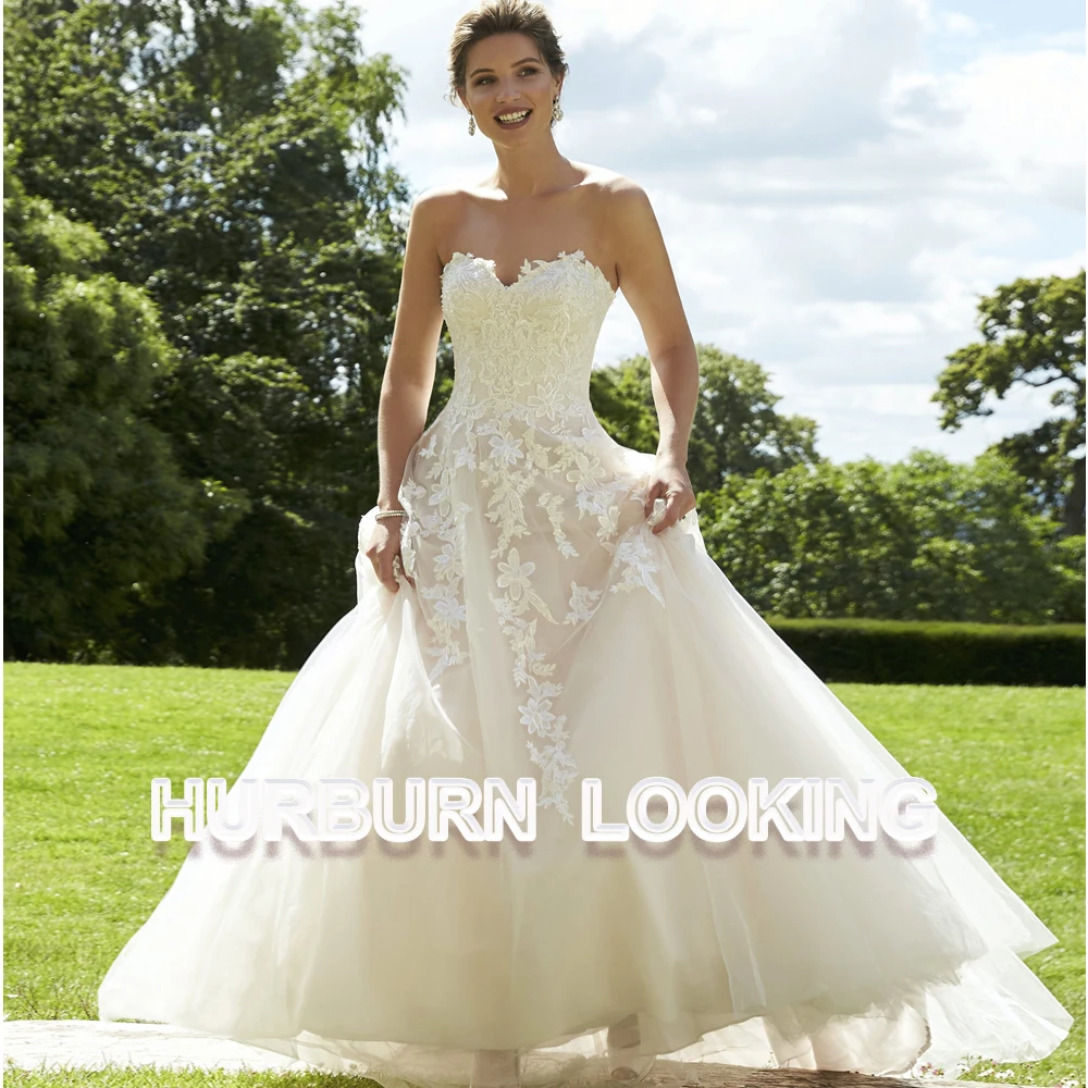 

HERBURN A-Line Pastrol Wedding Dresses Sweetheart Flowers Charming Fashion New Arrival Romantic Vestidos De Novia Custom Made
