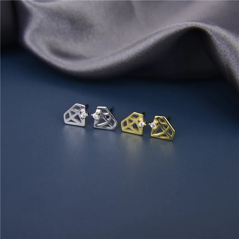 

S925 Sterling Silver diamond appearance ear studs Valentine's Day present