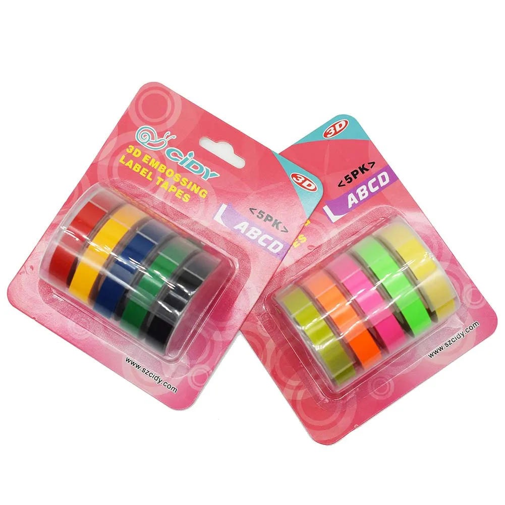 5 шт./лот многоцветная лента для заправки этикеток принтера ПВХ Motex E101 1610 Dymo 12965 1880