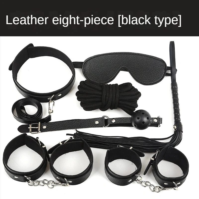 Сексуальные кожаные комплекты для БДСМ набор сексуального бондажа наручники