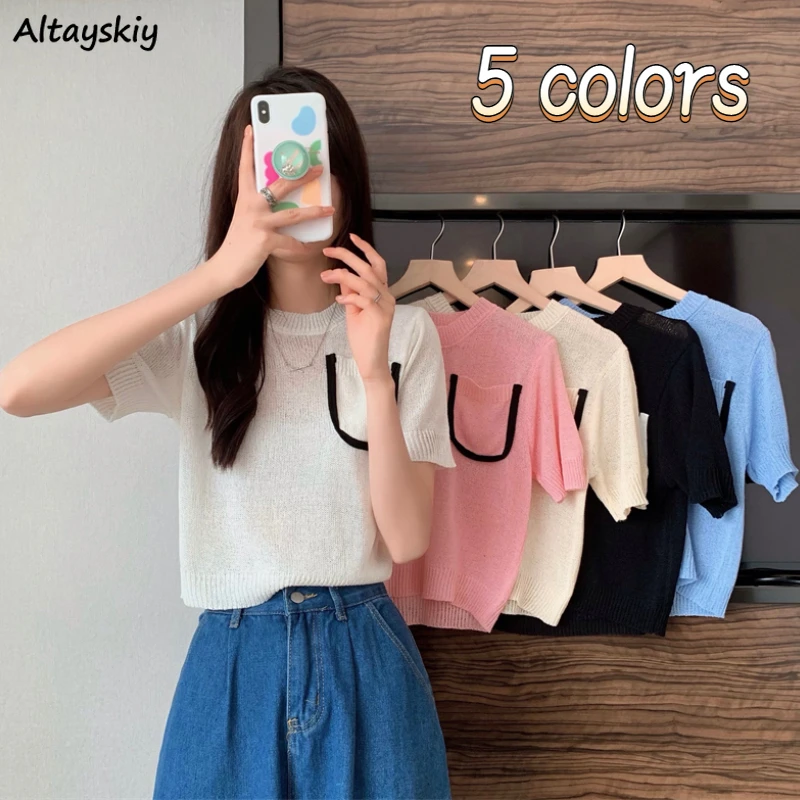 Футболка женская трикотажная универсальная с карманами базовый повседневный