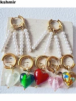 new earrings coloured glaze fat heart vintage earrings european and american pearl earrings for women jewelry gifts accessories
