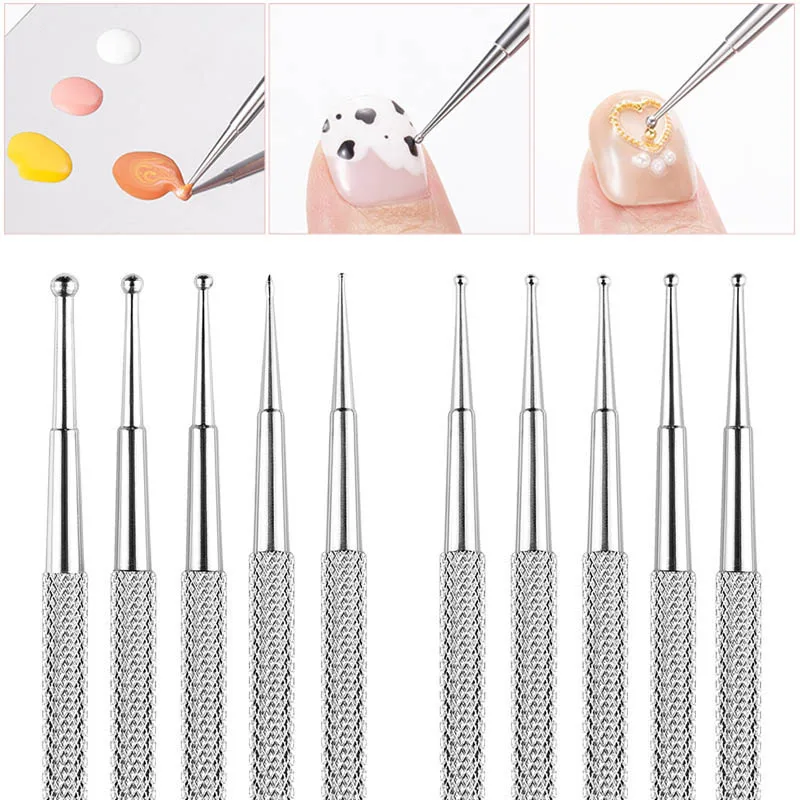 Manicure Point Drill Pen Different Double-headed Manicure Stickers Rhinestone Nail Point Flower Pen Point Flower Needle