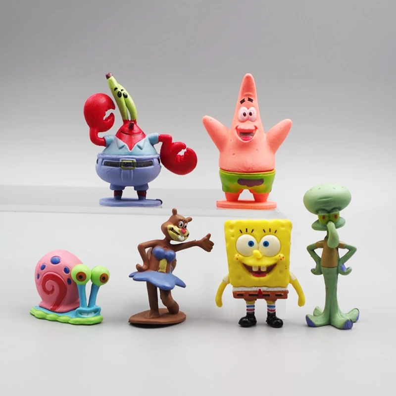 

6pcs/set Spongebob Action Figures Cartoon Movie Mini Dolls Children Birthday Gifts Set 5.6CM
