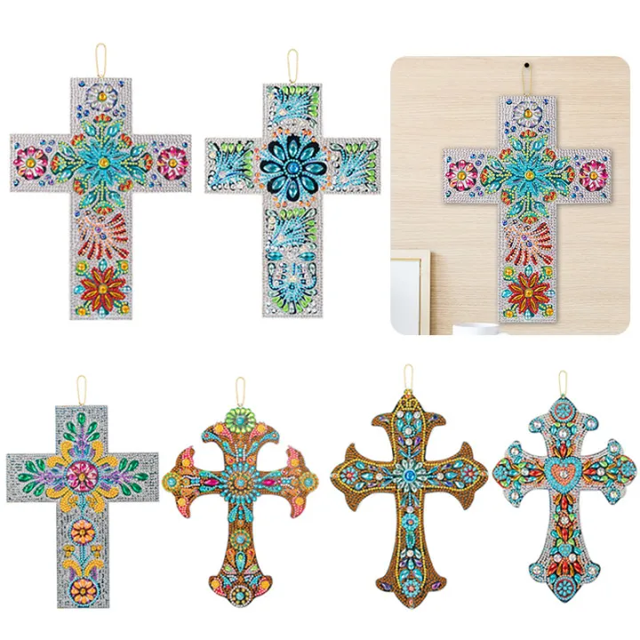 

Алмазная живопись «сделай сам», подвеска-крест, набор для акриловой мозаики, подвесные настенные украшения для домашнего декора, рождестве...