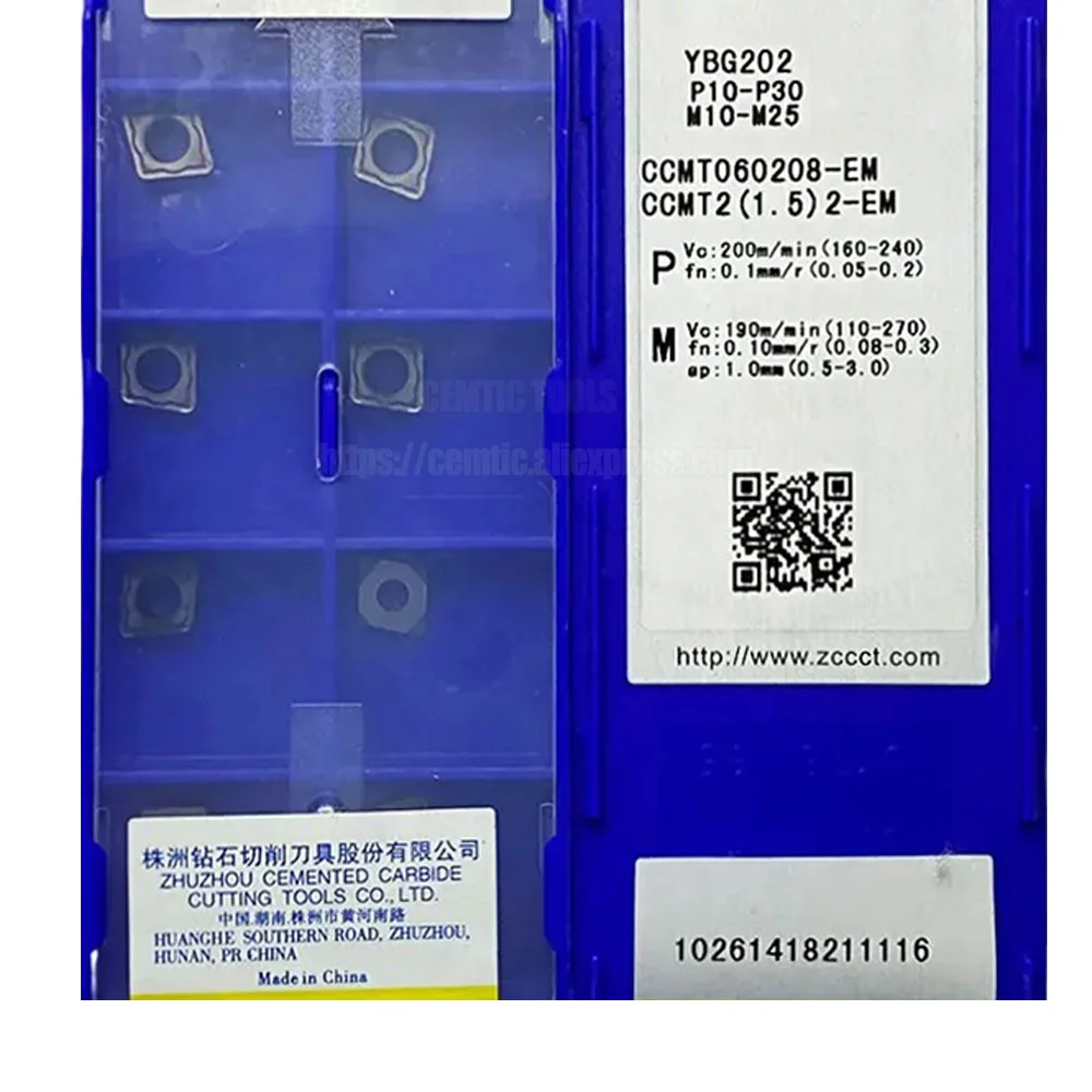 CCMT 060208 CCMT2(1.5)2-EM ZCC Токарные инструменты с ЧПУ обработка: сталь нержавеющая YBG205 YBG202