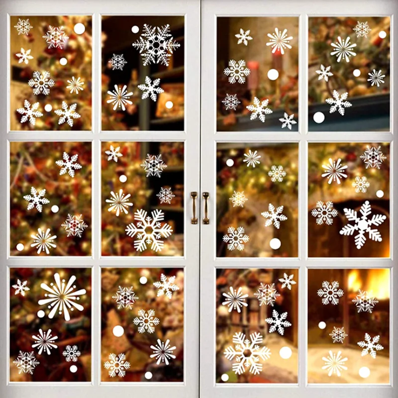 

36pcs/lot White Snowflake Christmas Wall Stickers Glass Window Sticker Christmas Decorations for Home New Year Gift
