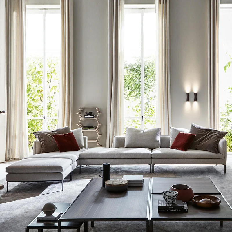 

Nordic simple flannelette sofa corner combination of fashion modern designers small family living room to discuss cloth sofa