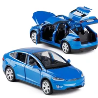 132 tesla model x alloy car model with pull back electronic toy with simulation lights and music model car toys for kids gift