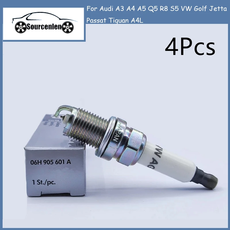 

4PCS 06H905601A PFR7S8EG 1675 Platinum Spark Plug for Audi A3 A4 A5 Q5 R8 S5 VW Golf Jetta Passat Tiguan A4L 06H905601A