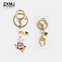 zxmj cute anime keyrings crayon shinchan keychain cartoon couple girlfriends keychains gift backpack key pendant accessories