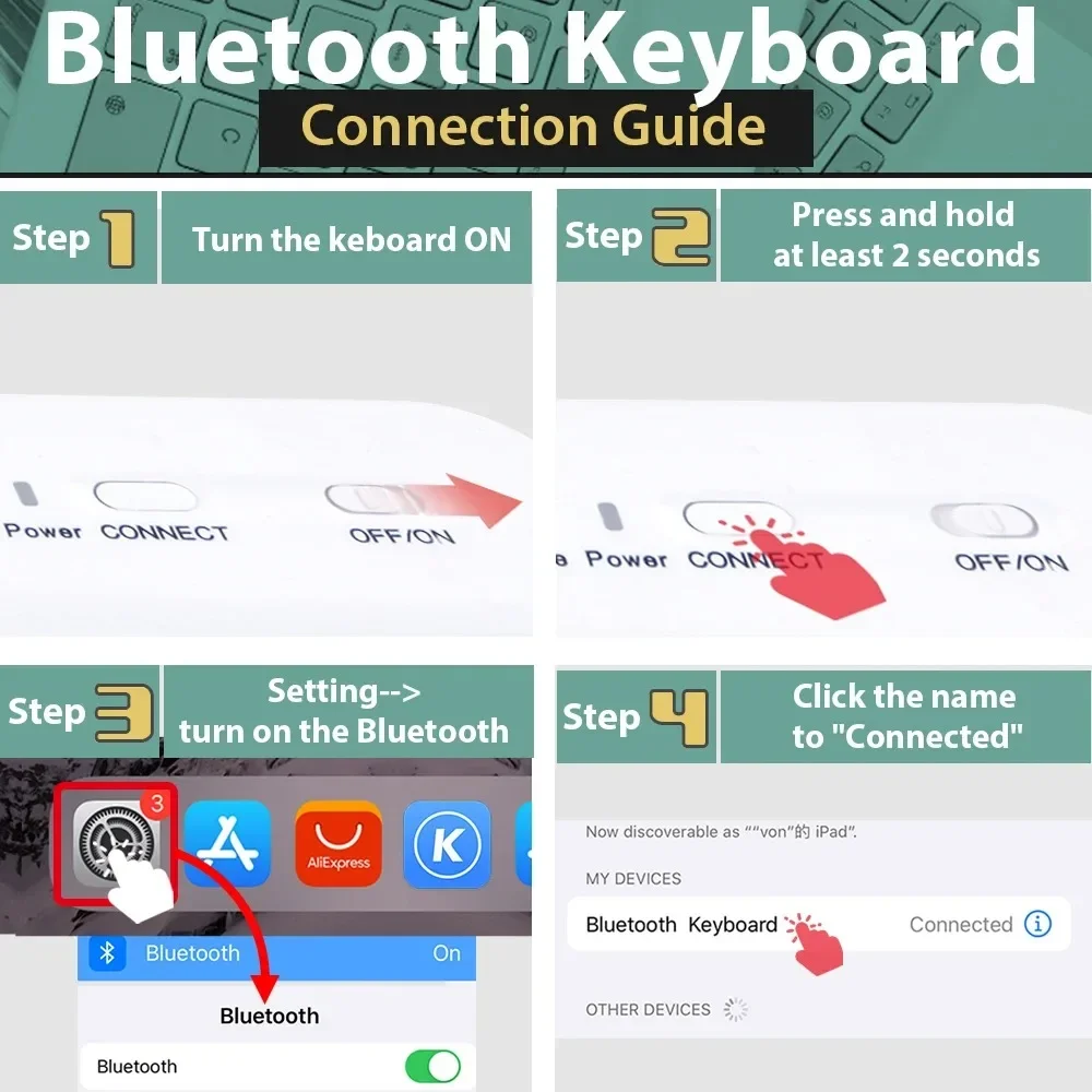 10-дюймовая беспроводная Bluetooth-клавиатура, перезаряжаемая для мобильных телефонов, планшетов, португальский, испанский, французский, AZERT для Android, iOS, Windows (art.: 3920d20d8cfdf) - 3920d20d8cfdf