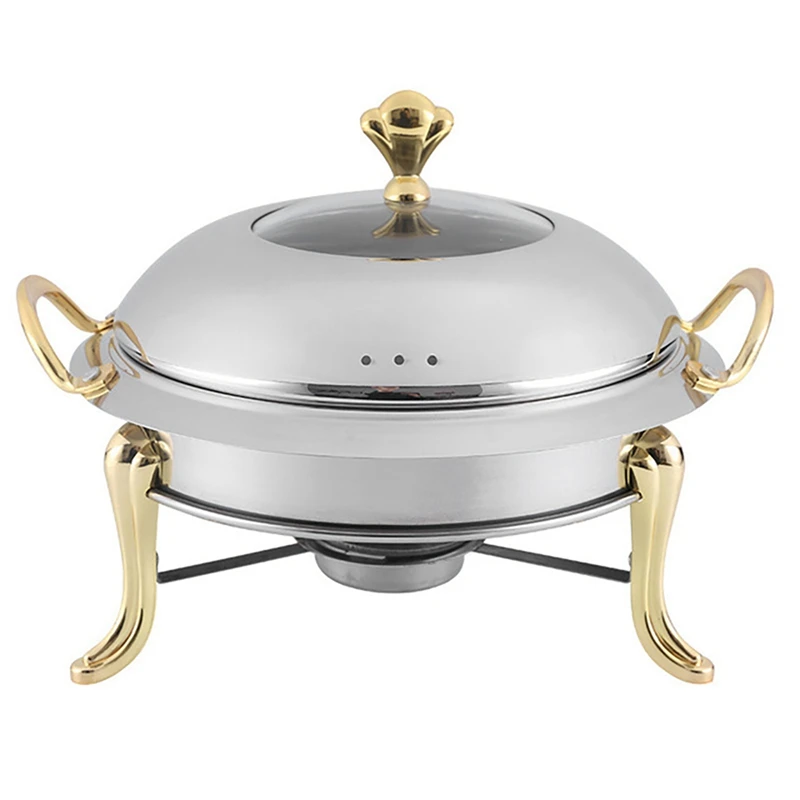 

2Pcs Mini Hotpot Pot Holder Stainless Steel Hotpot Set Tempered Glass Lid Chafing Dish Buffet Pan Food Tray Warmer A