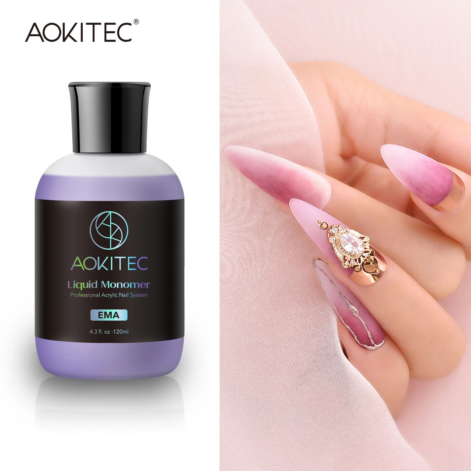

Aokitec EMA акриловый жидкий мономер для ногтей 120 мл фиолетовый для акриловой пудры дизайн ногтей Маникюрный Инструмент
