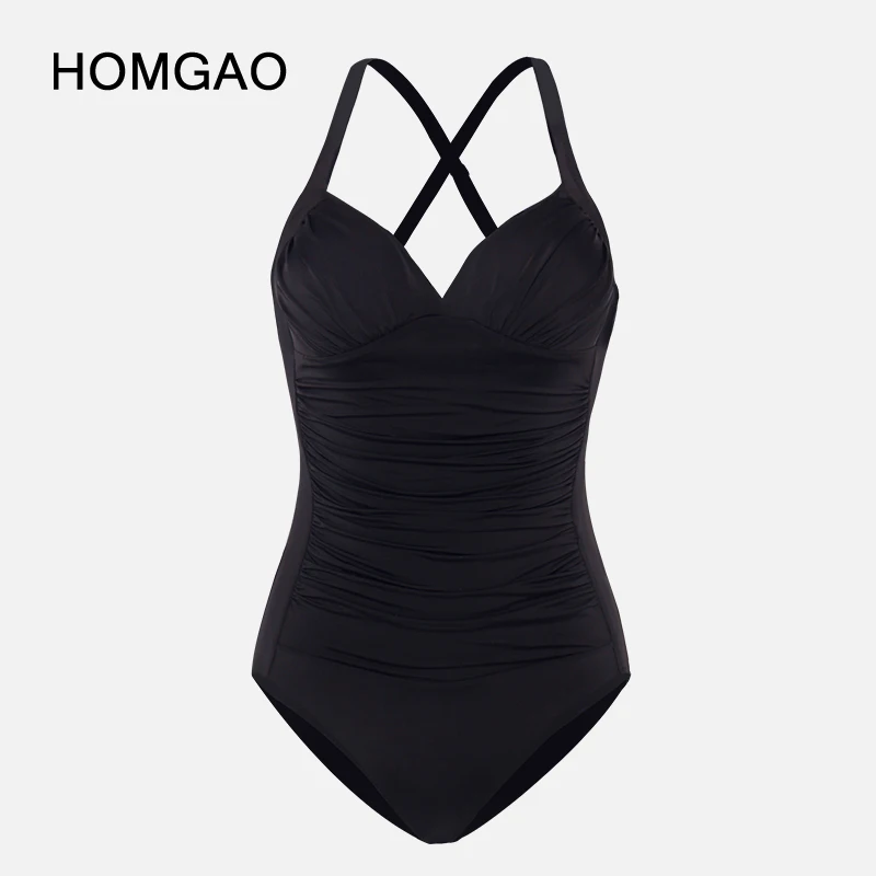 

HOMGAO черный сексуальный женский купальник 2023 слитный купальный костюм с V-образным вырезом и эффектом пуш-ап Монокини пляжная одежда купальник