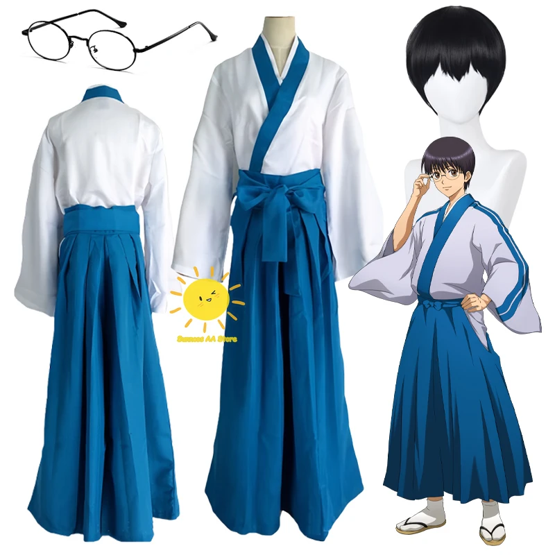 Фото Аниме Shimura Shinpachi Косплей Gintama Костюмы для косплея Костюмы в японском стиле Очки Shinpachi Хэллоуин Карнавал Cos Взрослые мужчины №1