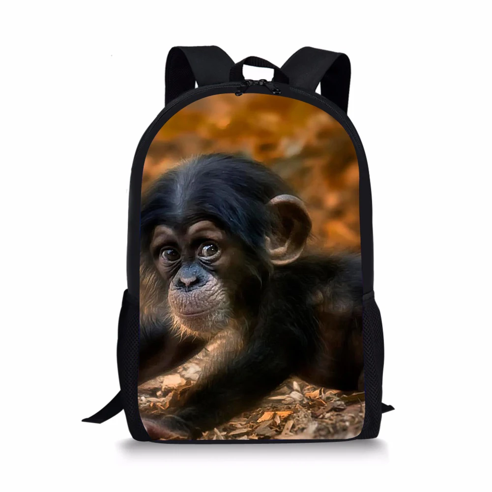 Chimpanzee Print Backpack Portable Casual Outdoor Travel Children's Knapsack Durable Large Capacity School Bags for Girls Boys