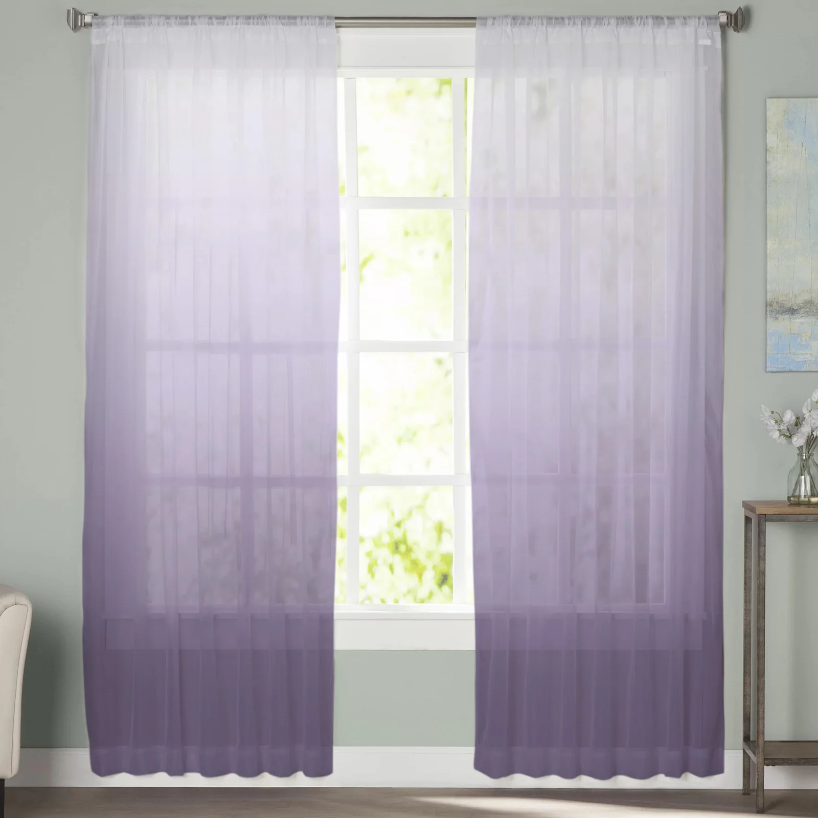 Фиолетовые шифоновые шторы