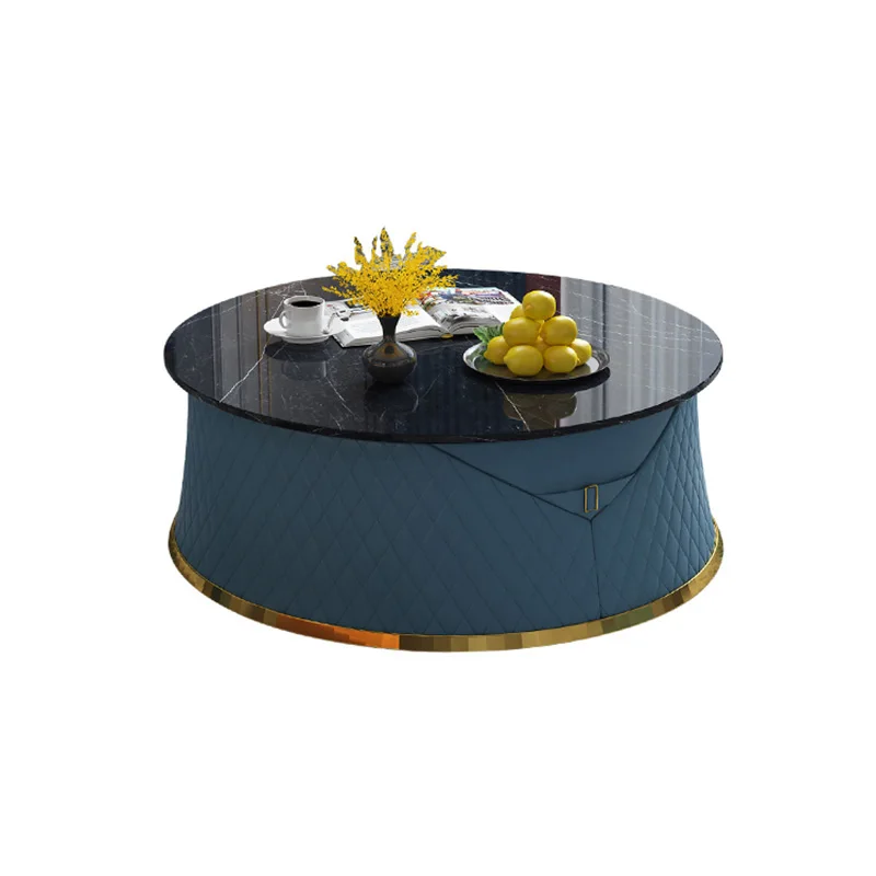 Round Marble Coffee Table Luxury Tv Cabinet Modern Living Room Side Table