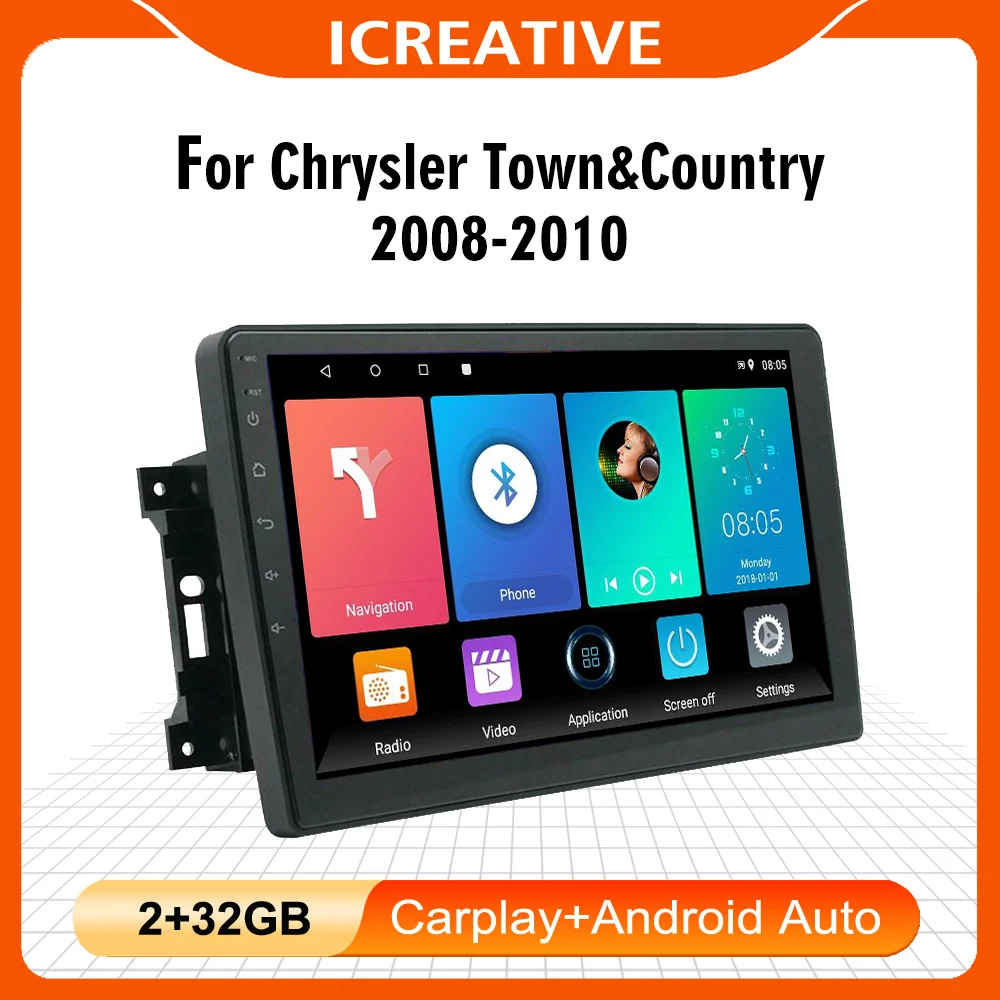 

10.1 Inch 2 Din Car Radio Carplay Multimedia Player Navigation GPS For Chrysler Town&Country 2008-2010 Android Auto Stereo