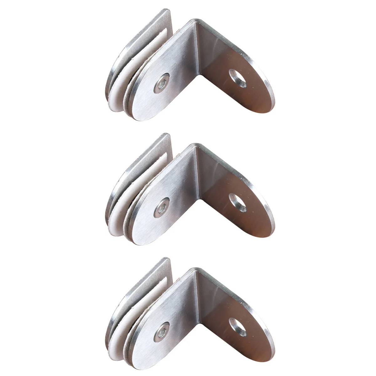 

3pcs Satin-finished Stainless Steel Glass Clamp Bracket Holder for Tempered Glass Door Window Balustrade Bathroom