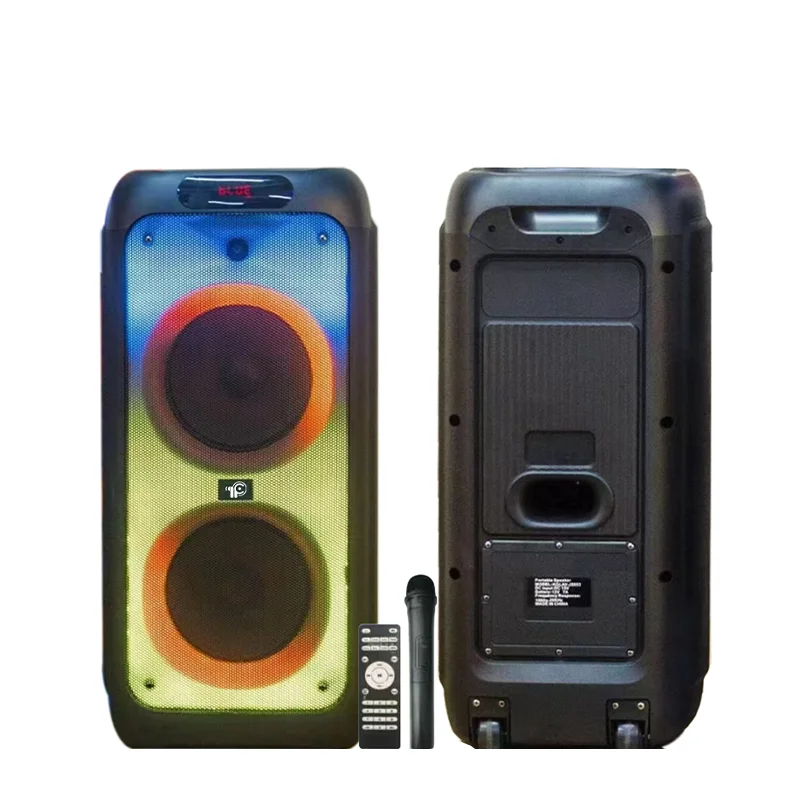 IF-J2102 Factory Direct Selling Boombox Double 10inch Horn Speaker Big Rechargeable Speaker With Wireless Microphone