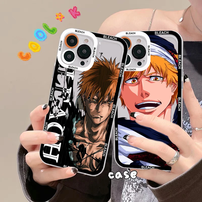 

Чехол для телефона с аниме отбеливатель Kurosaki Ichigo для iPhone 14 13 12 11 Pro Max Mini X Xs XR 6 7 8 Plus SE 2020, прозрачный чехол
