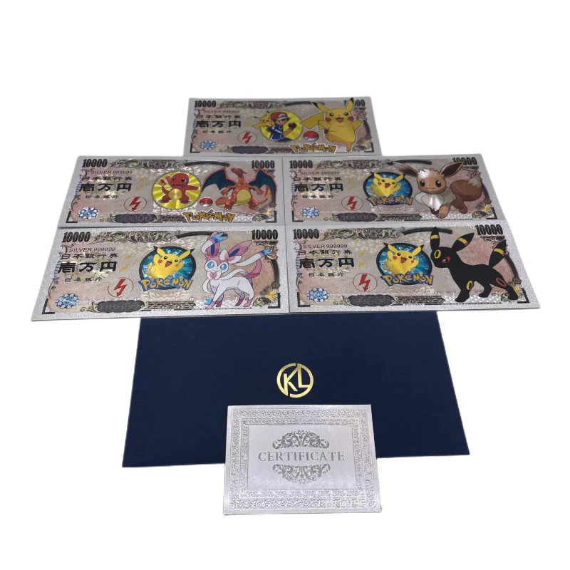 

New Pokémon Silver Gold Foil Commemorative Banknote Collection of Pikachu and Eve Cartoon Animation Peripheral Characters