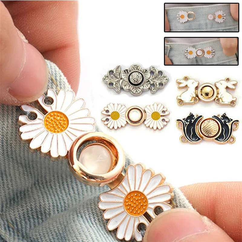 

Reusable Metal Buttons Pearl Snap Fastener Pants Pin Retractable Button Sewing-on Buckles for Jeans Perfect Fit Reduce Waist
