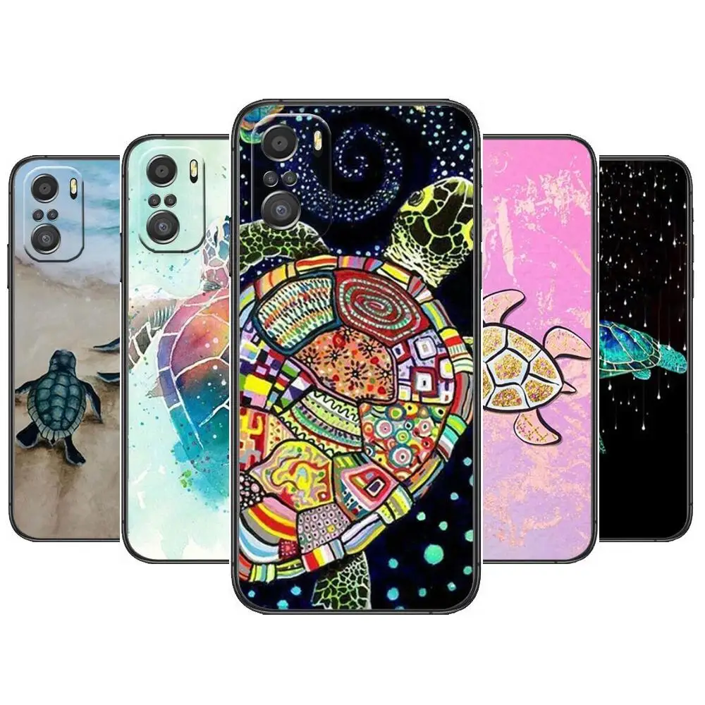 

Cute Cartoon Turtles Painted For Xiaomi Redmi Note 10S 10 9T 9S 9 8T 8 7S 7 6 5A 5 Pro Max Soft Black Phone Case