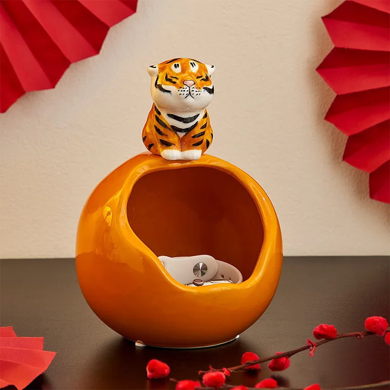 Cute Creative Tiger Ceramic Storage Ornaments Key Desktop Finishing Office Living Room Porch Home Decoration Accessories Modern |