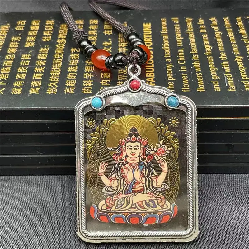 

Thangka Elaborate Lucky Wealth “Bodhisattva Buddha ” Pendant Ornaments Metal Handicrafts Decorate Free Delivery