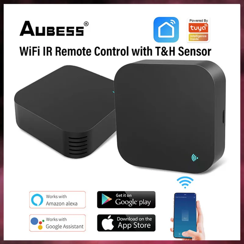 

Смарт-Пульт ДУ Tuya с Wi-Fi, ИК, датчиком температуры и влажности для кондиционера, телевизора, DVD, переменного тока, через Alexa, Google Home
