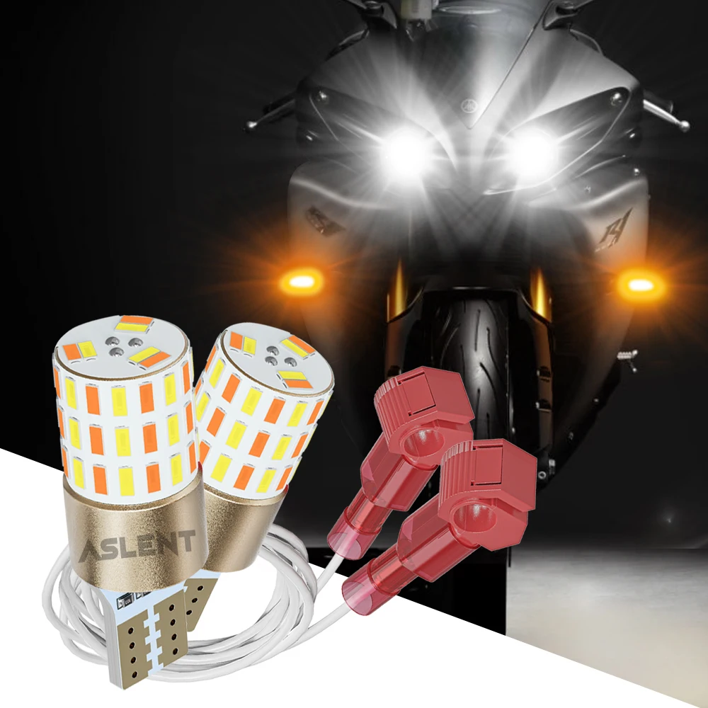 

1set Motorcycle Super Bright T15 T10 W5w Led White Daytime Running Light DRL Yellow Turn Signal Lamp Moto Scooter 12v Universal