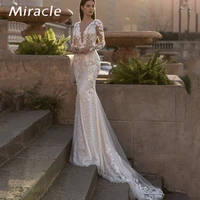 witching mermaidtrumpet wedding dress twinkling v neck bridal gown lace applique dresses beautiful long sleeve vestido de novia