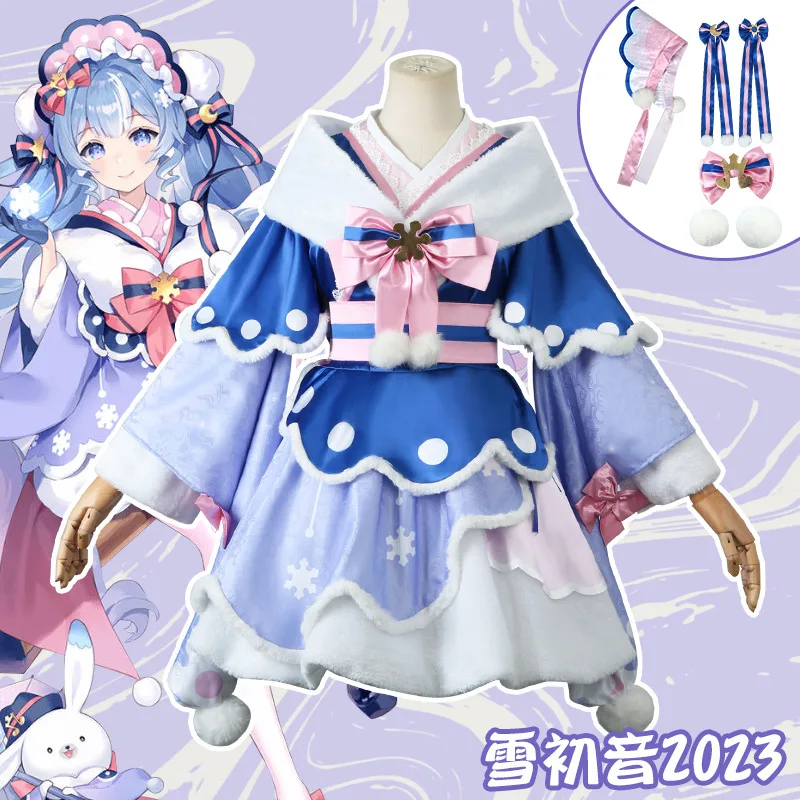 

Snow Miku 2023 Miku Cosplay Costume Winter Dress Female Halloween Role Play Party Costume Women Dropshipping