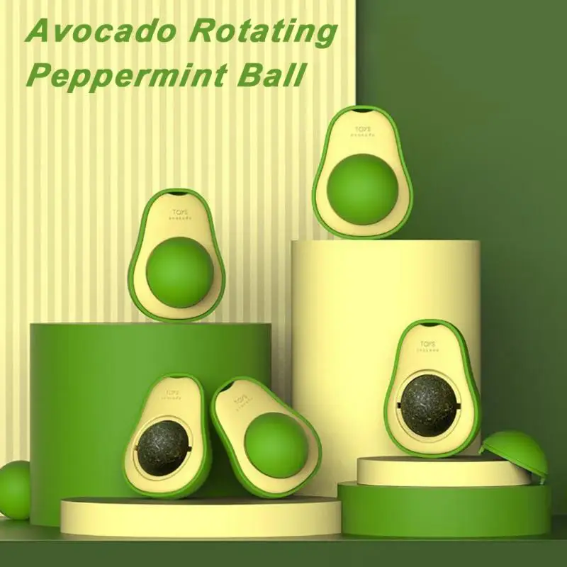 Avocado Catnip Wall Ball Cat Toys Edible Licking Balls Snack Healthy Rotatable Treats Kitten Playing Toy Supply | Дом и сад