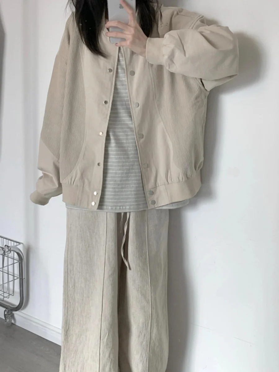 Американская винтажная вельветовая лоскутная верхняя одежда для женщин ранняя